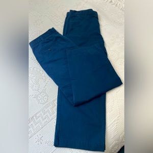 Lands’ End Navy Flat Front Chinos Uniform Pants 34 x 25